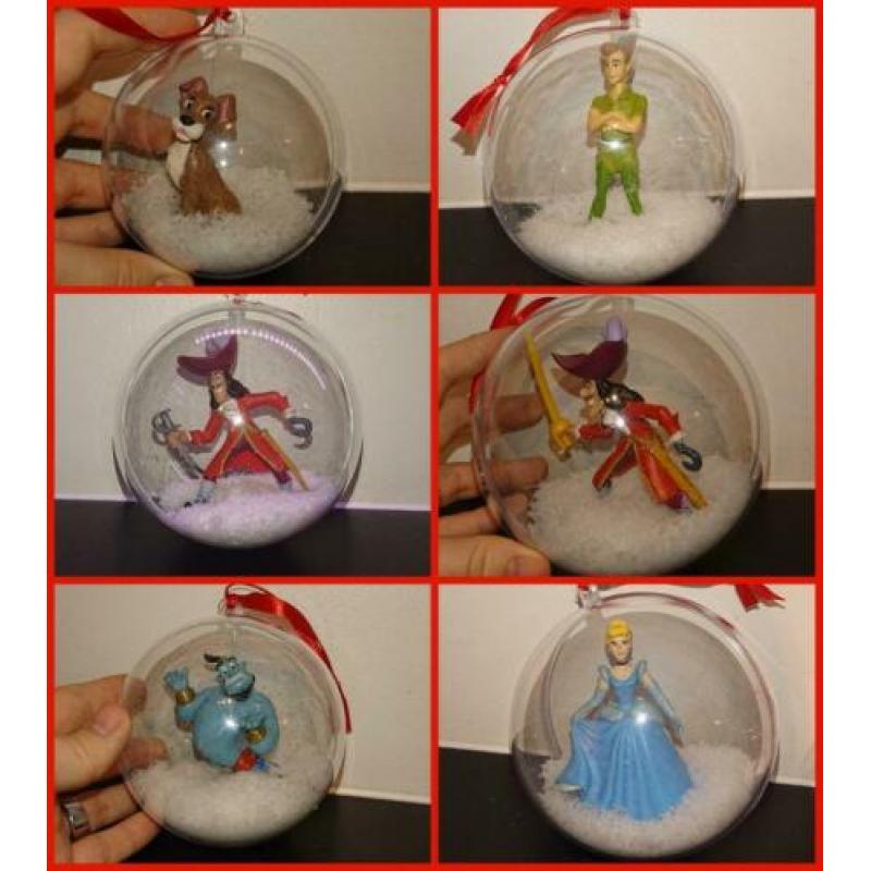 Disney kerstballen Assepoester, Genie, Peter Pan, Kap. Haak