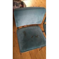 Vier retro blauwe buisstoelen van Zuiver