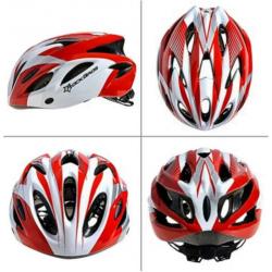 Fietshelm wielrenhelm mtb racefiets fiets helm rood wit zilv