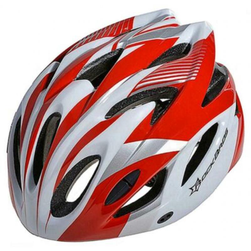 Fietshelm wielrenhelm mtb racefiets fiets helm rood wit zilv