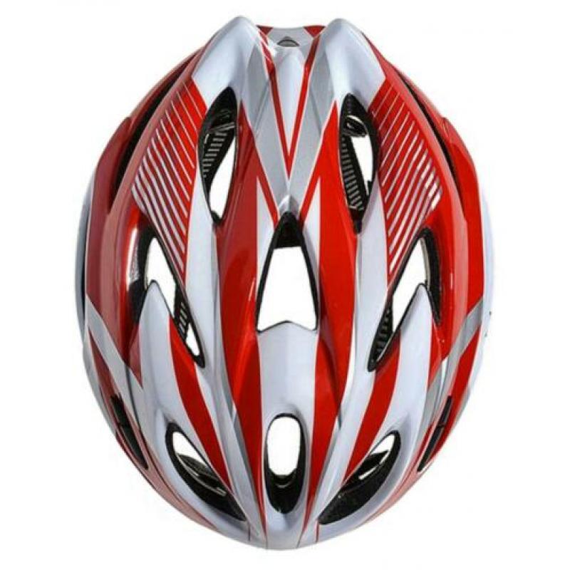 Fietshelm wielrenhelm mtb racefiets fiets helm rood wit zilv