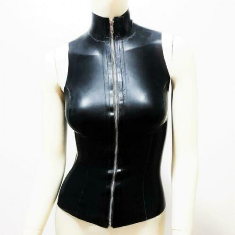 Latex top zwart sexy kinky feest slank NIEUW mt. M: 48,-