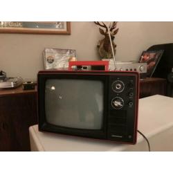 Vintage tv retro televisie rood