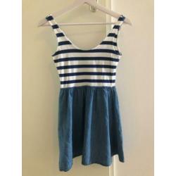 Spijker jurkje / jurk strepen, blauw en wit, Divided H&M, XS