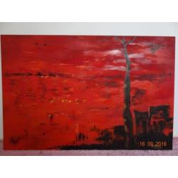 schilderij abstract rood