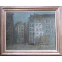 =gebouwen in mist===Jan Rijlaarsdam 1911-2007===70 x 90 cm==