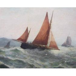 ======zeilboten op zee===ca 1880/1900===GESIGNEERD=====