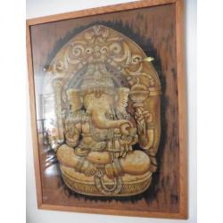 Batikdoek van Ganesh in schilderijlijst met glas