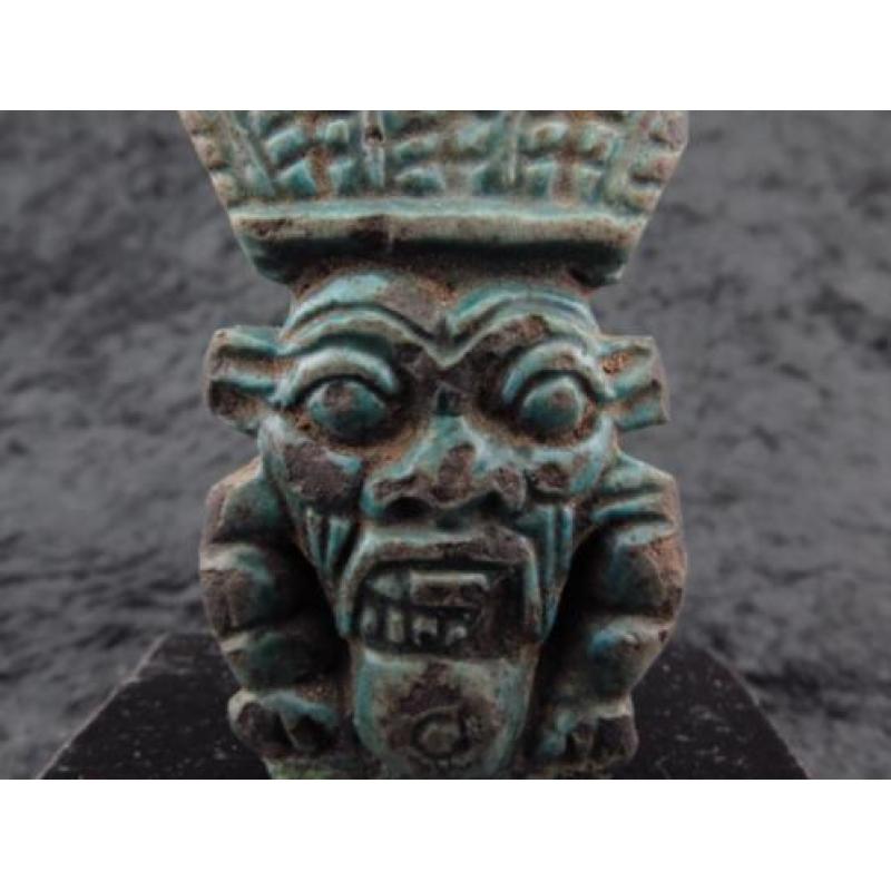 Big Egyptian double faced faience Bes amulet