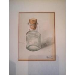 Aquarel uit 1912(?) in passe-partout