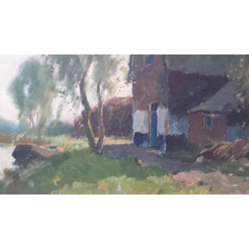 v.d. Meer Kees K. landschap schilderij boerderij