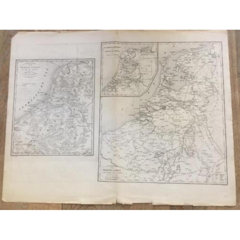 Vier grote oude gravures van Nederland in Romeinse tijd