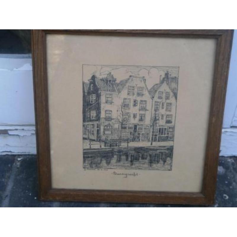 ALKMAAR, G.Stevens, mooie 100 jarige tekening Baangracht