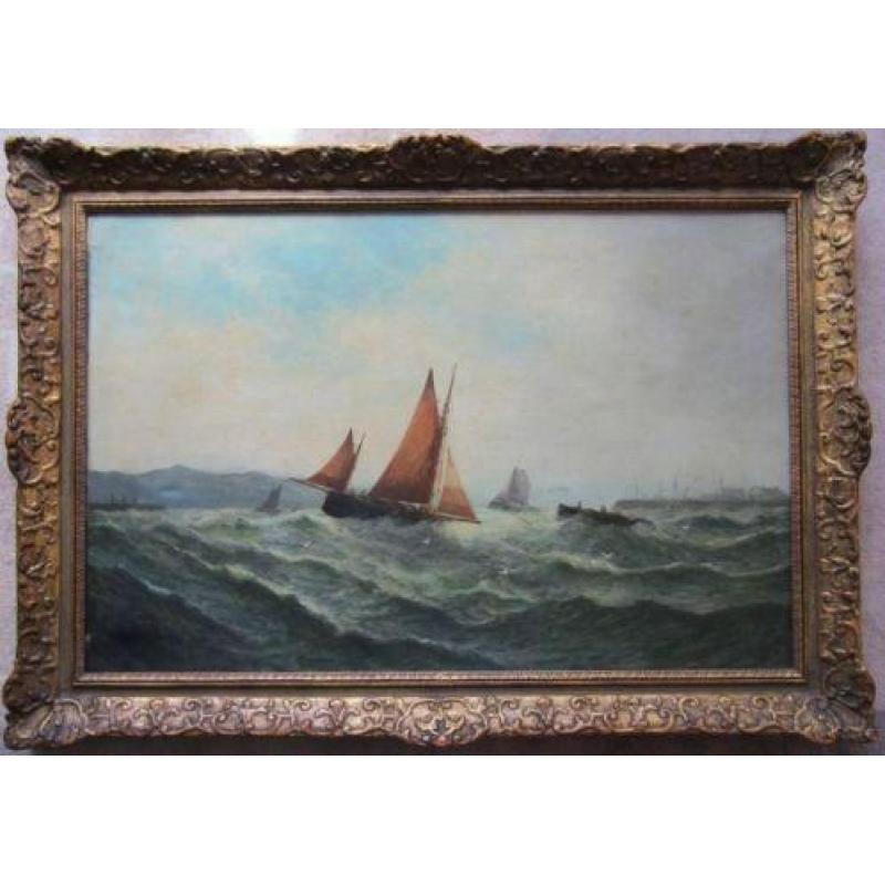 ======zeilboten op zee===ca 1880/1900===GESIGNEERD=====