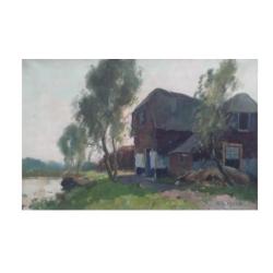 v.d. Meer Kees K. landschap schilderij boerderij