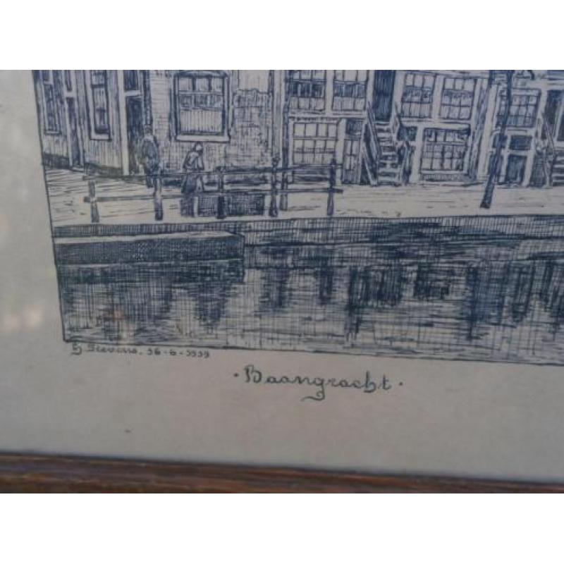 ALKMAAR, G.Stevens, mooie 100 jarige tekening Baangracht