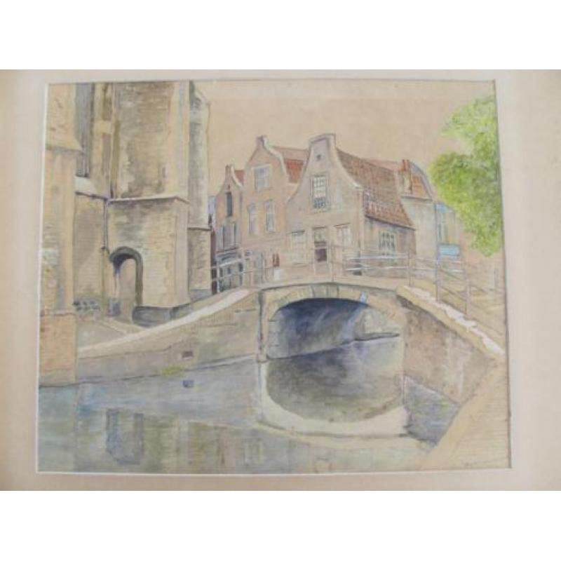 Delft, vrouwenrecht 1942, gesigneerd Weidema