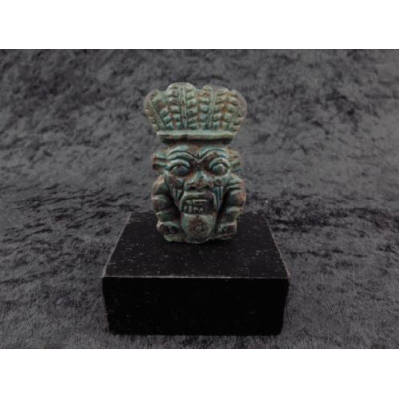 Big Egyptian double faced faience Bes amulet