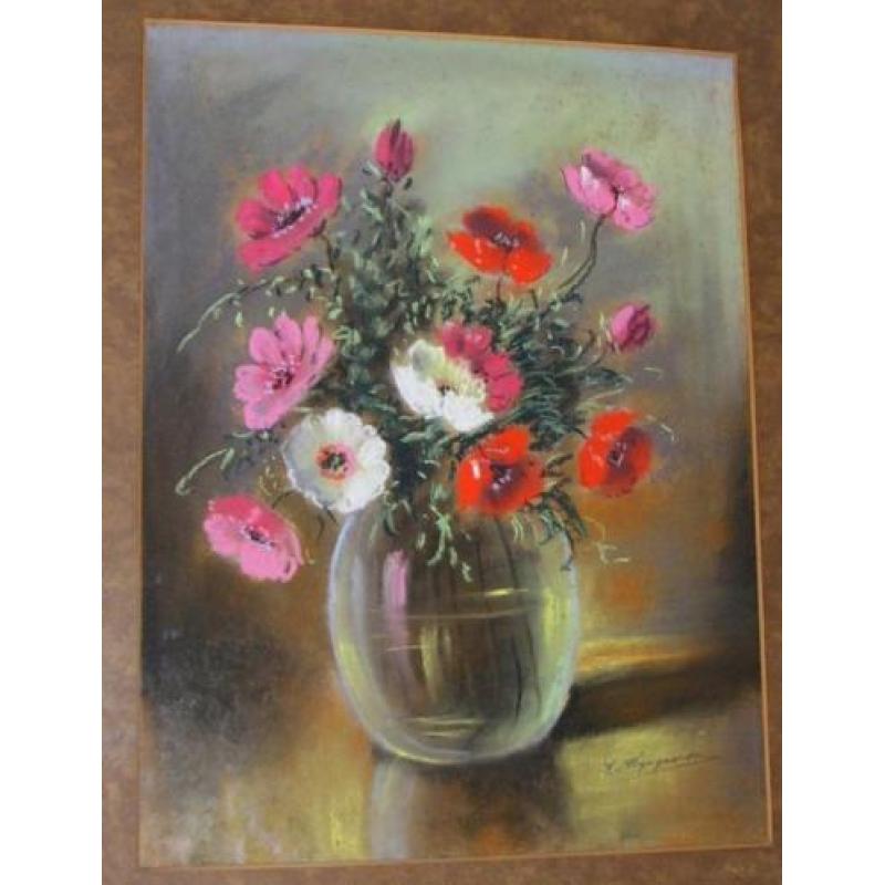 Prachtig schilderij Stilleven met bloemen, H.v Wijngaarden