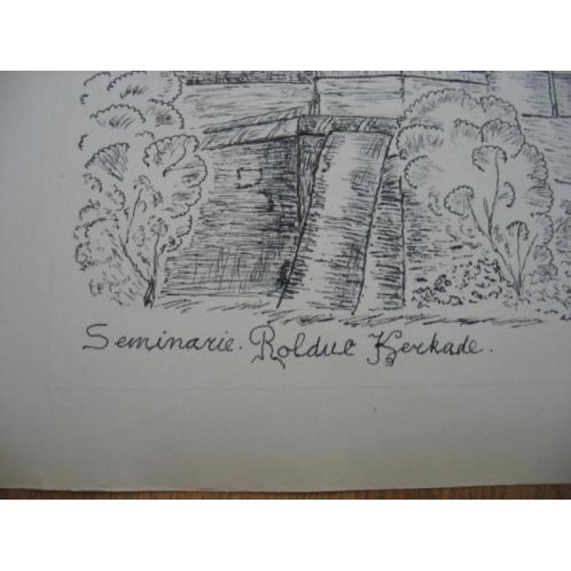 Vintage Grote Ets- Tekening-Kerkrade- Klooster/ Seminarie