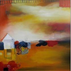 Han Teng - zonder titel V - 97 x 97 cm - Acryl op doek - ...