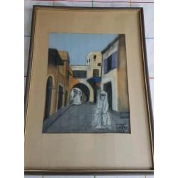 Pastel Tunis 1953 gesigneerd