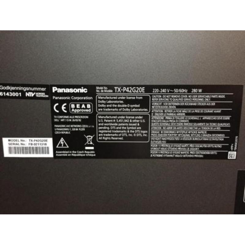 Te koop Panasonic 42 inch Full HD plasma TV