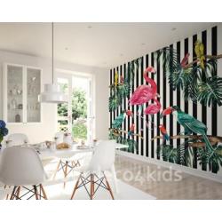 Flamingo vlies behang Island Life * Muurdeco4kids