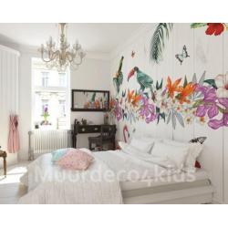 Flamingo vlies behang Island Life * Muurdeco4kids