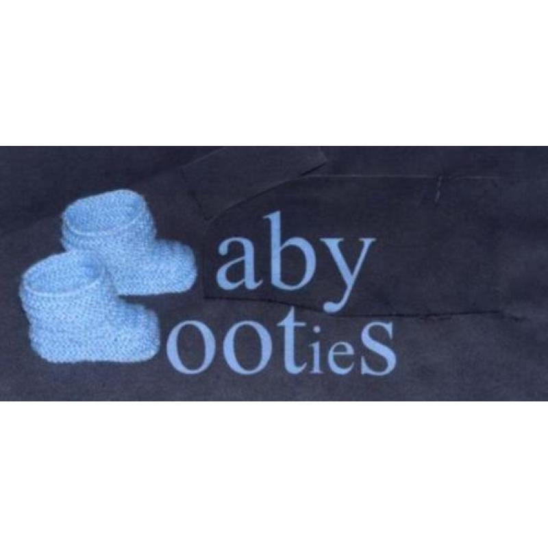 Baby Booties 0-3 m., handgebreide slofjes, rood met wit