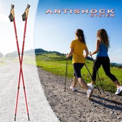 4 paar Nordic walking stokken antishock rood 401979